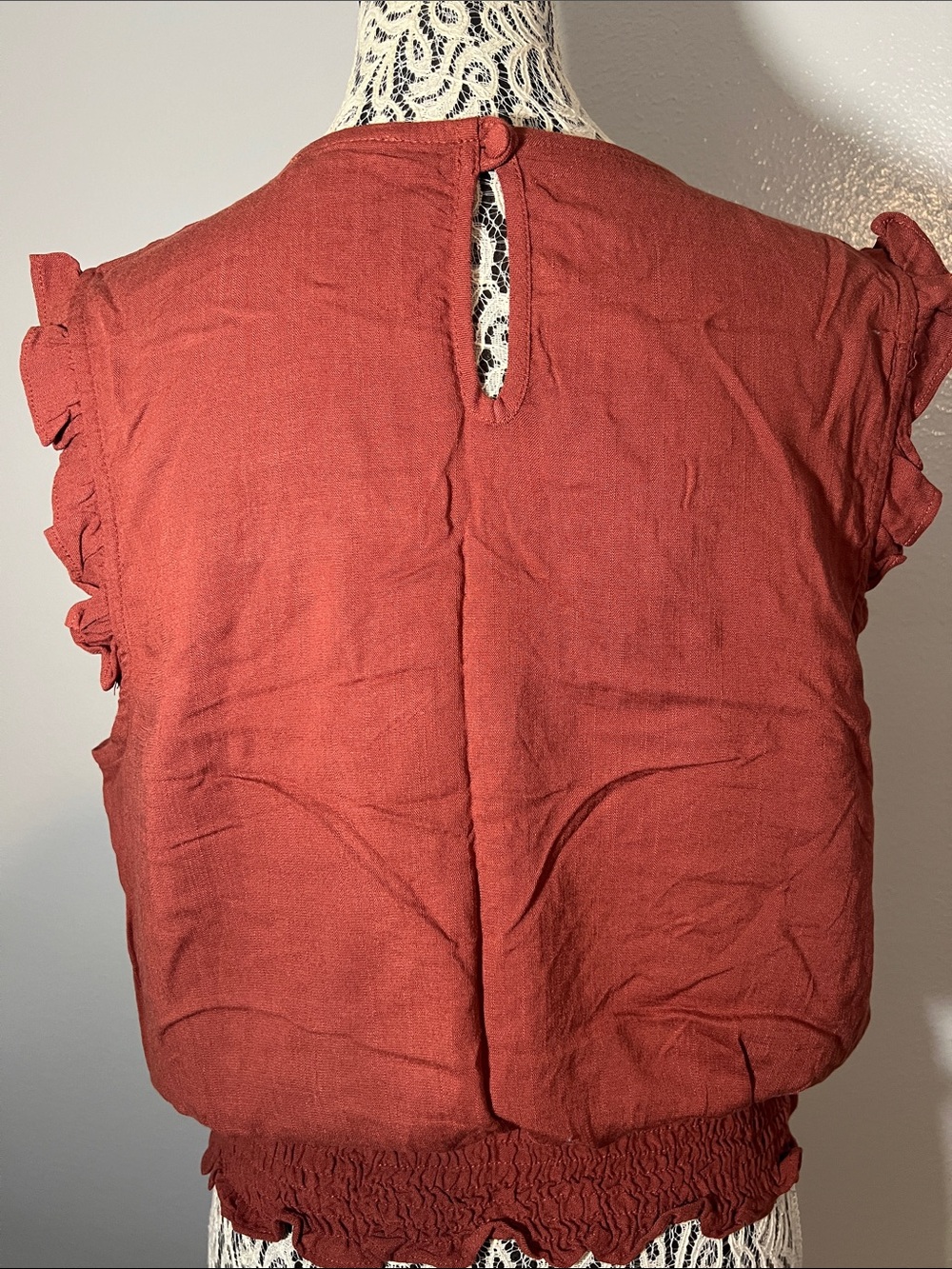 Moa Moa Rust Ruffle Trim Tank Top - Picture 3 of 4